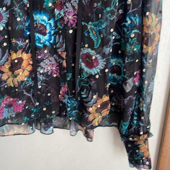 Ulla Johnson Bernadette Floral-Print Blouse Black Iris - Picture 6 of 16